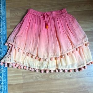 Majorelle Pom Pom layered skirt